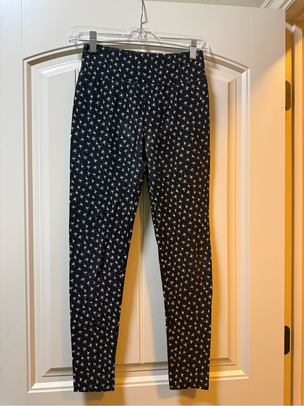 LuLaRoe Black Leggings with White Flamingo Print